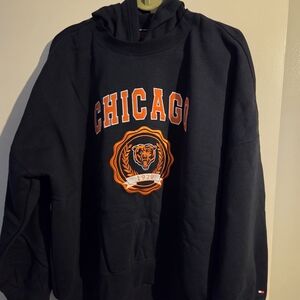 Tommy Hilfiger Black Hoodie with Orange Chicago Graphic